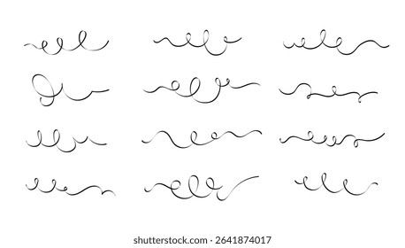 Hand Drawn Flourish Calligraphic Elements. Vector illustration. 