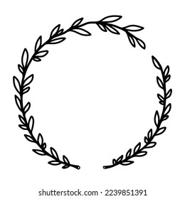 La mano dibujada florece el círculo. Elemento de diseño para la decoración, tarjeta de saludo, banner. Ilustración del vector