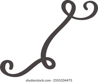 Hand drawn flourish creating a decorative corner element, adding a touch of elegance and sophistication to designs with its swirling lines and graceful curves