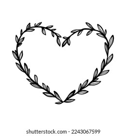 Hand drawn flourish heart. Design element for decoration, greeting card, banner. Vector illustration