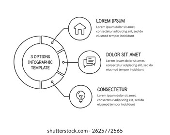 Plantilla de infografía de diagrama de flujo dibujado a mano con 3 opciones, Vector eps10 ilustración