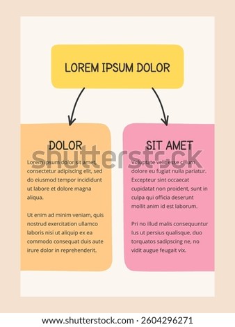 Hand drawn flow chart template with 2 elements, vector eps10 illustration