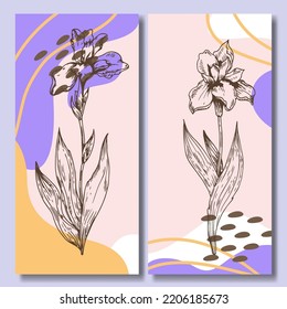 Papel de fondo abstracto de la colección de flores dibujadas a mano