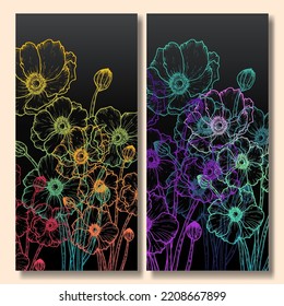 Hand drawn flower abstract with multicolor background collection wallpaper