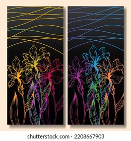 Hand drawn flower abstract with multicolor background collection wallpaper