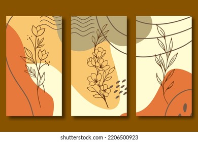 Hand drawn flower abstract wallpaper collection
