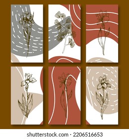 Colección de fondo de pantalla abstracto de flor dibujada a mano