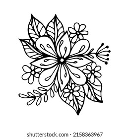 Hand drawn flower arrangement single element for coloring