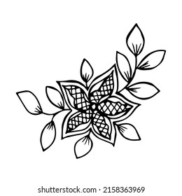 Disposición floral dibujada a mano elemento único para colorear