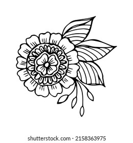 Hand drawn flower arrangement single element for coloring