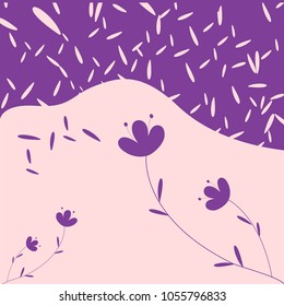 Hand drawn flower background abstract vector idea cavite color purple pink