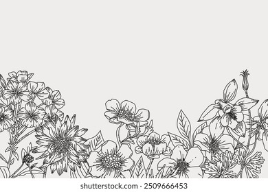 Hand drawn flower background, coloring book design vector