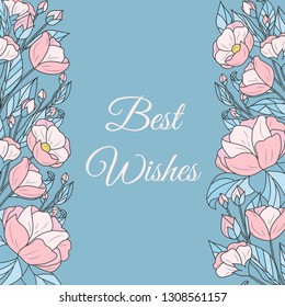 hand drawn flower background, doodle floral greeting card
