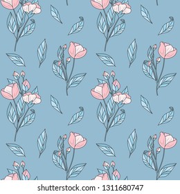 hand drawn flower background, seamless floral pattern