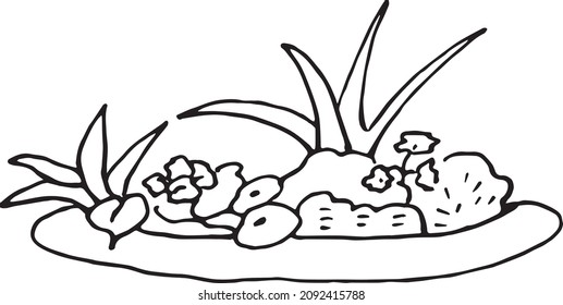 Vector del lecho floral dibujado a mano sobre fondo blanco