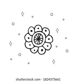 hand drawn flower in boho style isolated.