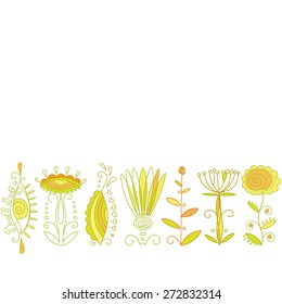 Hand drawn flower border for print, fabric, letter, invitation, sticker.