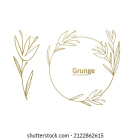 Hand drawn flower and branches doodle, Vector illustration