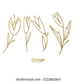 Hand drawn flower and branches doodle, Vector illustration