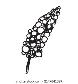 Hand drawn flower and branches doodle leaf bouquet