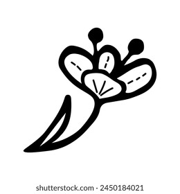 Hand gezeichnete Blume und Äste Doodle. Vektorillustration