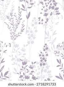 hand drawn flower branches seamless vector pattern