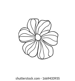 Hand drawn flower bud on white isolated background. Single doodle spring object. Suitable for postcard, label.