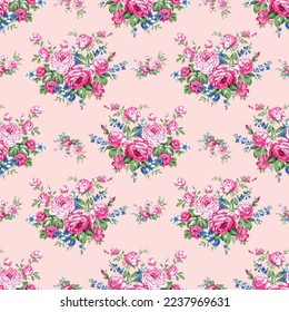 Hand drawn flower bunch seamless pattern for textile,wallpaper,wrapping,fabric,scrapbook