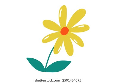 Hand drawn flower. Cartoon doodle simple flower decorative illustration isolated on white background.