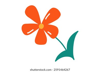 Hand drawn flower. Cartoon doodle simple flower decorative illustration isolated on white background.