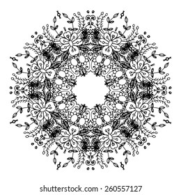 Hand drawn flower circle
