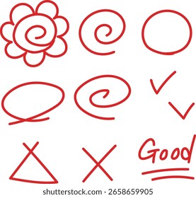 Hand drawn flower circle set