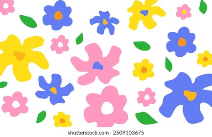 Hand drawn flower. Colorful flower Seamless pattern with floral for fabric, textile, wallpaper, clothing. Abstract floral background. vector illustration