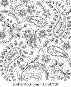 hand drawn flower coloring page
