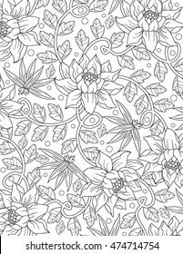hand drawn flower coloring page