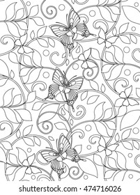 hand drawn flower coloring page