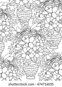hand drawn flower coloring page