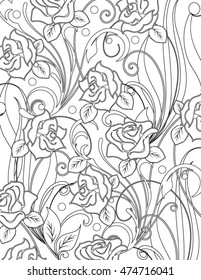 hand drawn flower coloring page