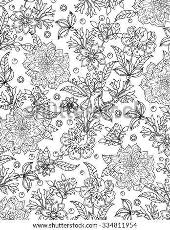 Hand Drawn Flower Coloring Page Stock Vector (Royalty Free) 334811954