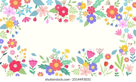 Hand drawn flower. Cute spring flowers and leaves. floral bouquets. floral and botanical element. Leaf branch. Design for fabric, wallpaper, textile. vector illustration