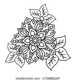 Formato de doodle de flores dibujado a mano perfecto para el libro de colorear.