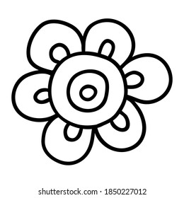 Hand drawn flower doodle. Flower line art logo element. Decoration element for design invitation, wedding cards, valentines day.