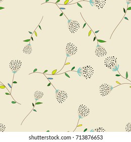 hand drawn flower doodle seamless pattern vector illustration design.