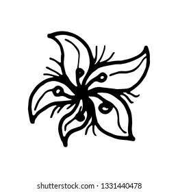 Hand Drawn flower doodle. Sketch style icon. Decoration element. Isolated on white background. Flat design. Vector illustration.