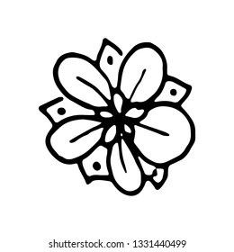 Hand Drawn flower doodle. Sketch style icon. Decoration element. Isolated on white background. Flat design. Vector illustration.