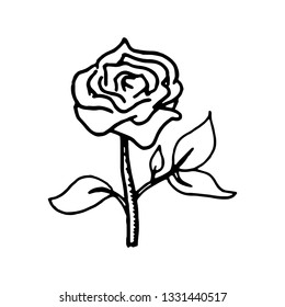 Hand Drawn flower doodle. Sketch style icon. Decoration element. Isolated on white background. Flat design. Vector illustration.