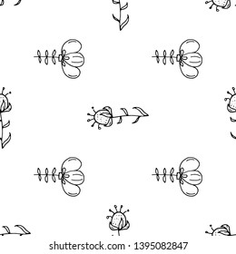 Hand Drawn flower doodle. Sketch style icon. Decoration element. Isolated on white background. Flat design. Vector illustration.