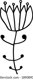 Hand - drawn flower doodle. Vector clipart on a botanical theme.