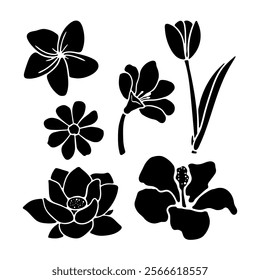 Hand drawn flower element collection