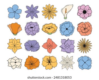 Hand Drawn Flower Element Set